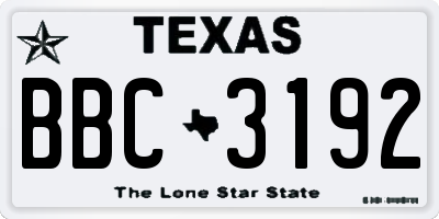 TX license plate BBC3192