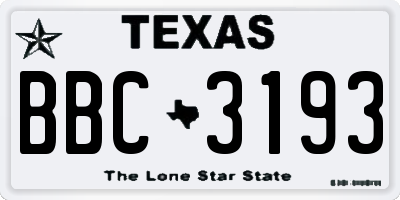 TX license plate BBC3193