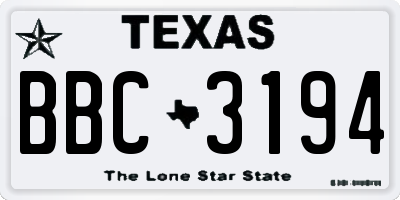 TX license plate BBC3194