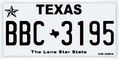 TX license plate BBC3195