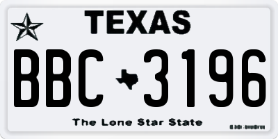 TX license plate BBC3196