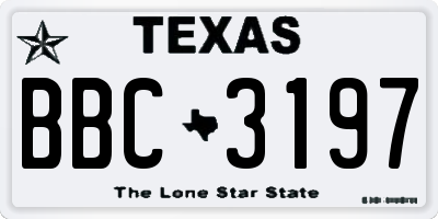 TX license plate BBC3197