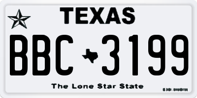 TX license plate BBC3199