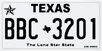 TX license plate BBC3201