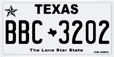 TX license plate BBC3202