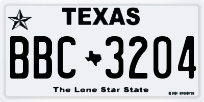 TX license plate BBC3204