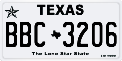 TX license plate BBC3206