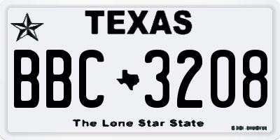TX license plate BBC3208