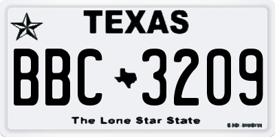 TX license plate BBC3209