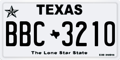 TX license plate BBC3210