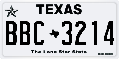 TX license plate BBC3214