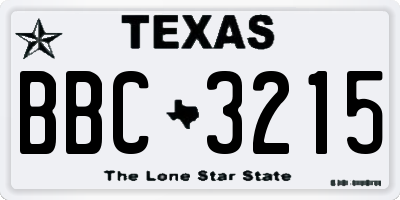 TX license plate BBC3215