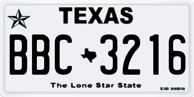 TX license plate BBC3216
