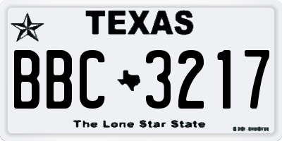 TX license plate BBC3217