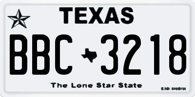 TX license plate BBC3218