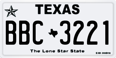 TX license plate BBC3221