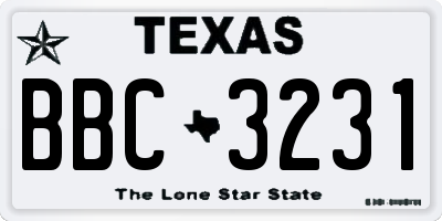 TX license plate BBC3231