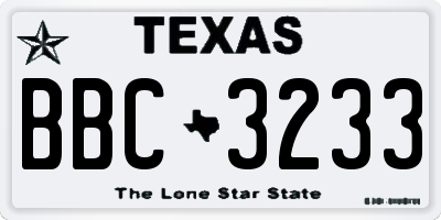 TX license plate BBC3233