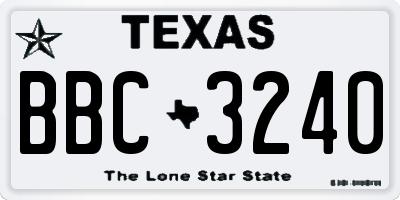 TX license plate BBC3240