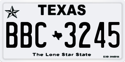 TX license plate BBC3245