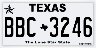 TX license plate BBC3246