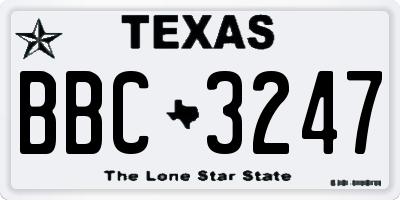 TX license plate BBC3247