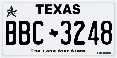 TX license plate BBC3248