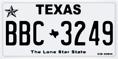 TX license plate BBC3249