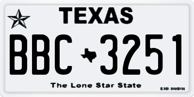TX license plate BBC3251