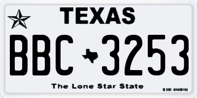 TX license plate BBC3253