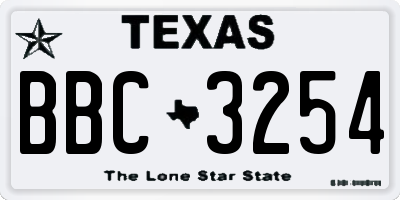 TX license plate BBC3254