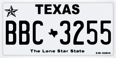 TX license plate BBC3255