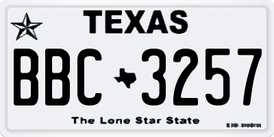 TX license plate BBC3257