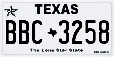 TX license plate BBC3258