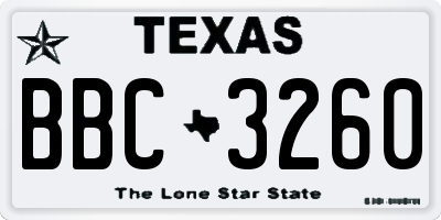 TX license plate BBC3260