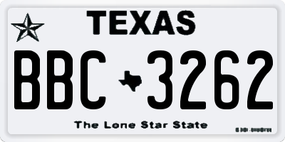 TX license plate BBC3262