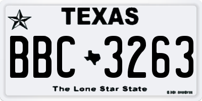 TX license plate BBC3263