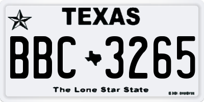 TX license plate BBC3265