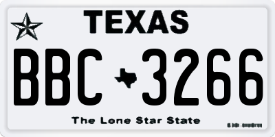 TX license plate BBC3266