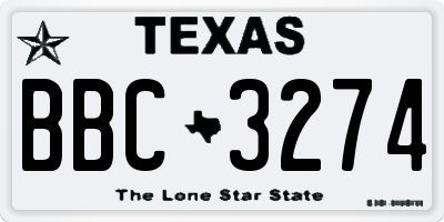 TX license plate BBC3274