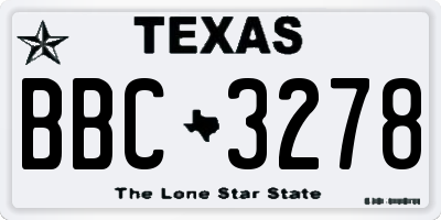 TX license plate BBC3278