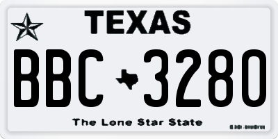 TX license plate BBC3280