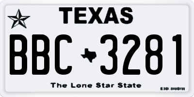 TX license plate BBC3281