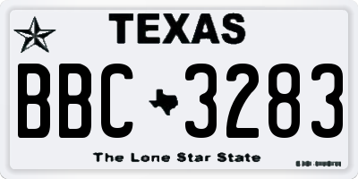 TX license plate BBC3283