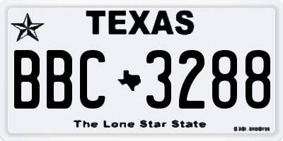 TX license plate BBC3288