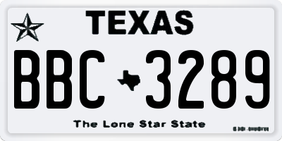 TX license plate BBC3289