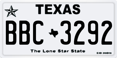 TX license plate BBC3292