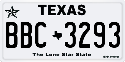 TX license plate BBC3293
