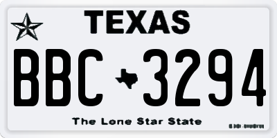 TX license plate BBC3294