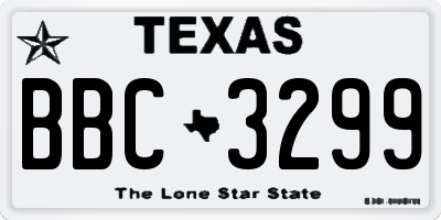TX license plate BBC3299